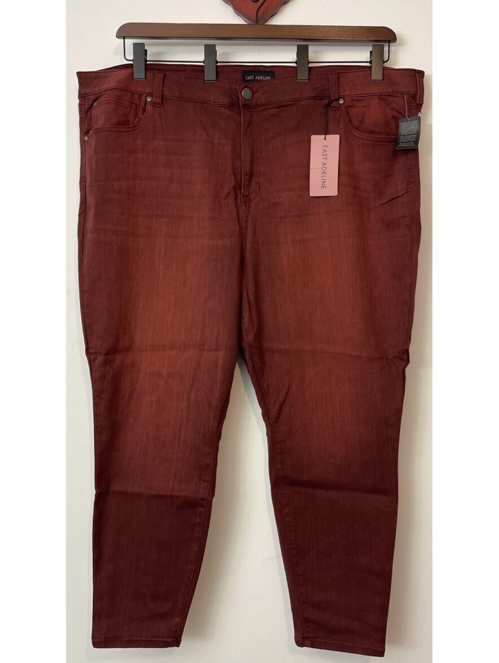 East Adeline Womens Burgundy Distressed -Plus Size 30- Ankle Skinny Jeans! A1905